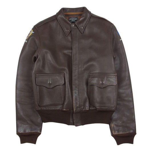 The REAL McCOY'S ザリアルマッコイズ 30-1415 ULTIMATE SEEKER TYPE A-2 ROUGH WEAR ラフ ウェア レザー フライト ジャケット ブラウン系 38【中古】