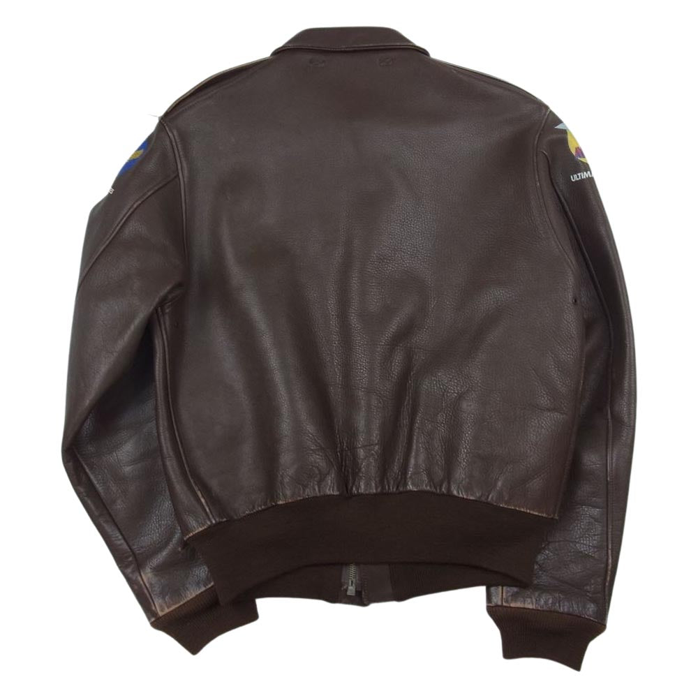 The REAL McCOY'S ザリアルマッコイズ 30-1415 ULTIMATE SEEKER TYPE A-2 ROUGH WEAR ラフ ウェア レザー フライト ジャケット ブラウン系 38【中古】