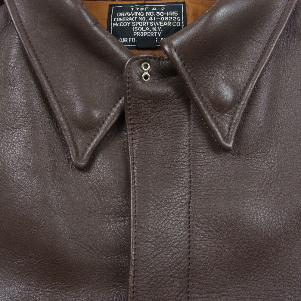 The REAL McCOY'S ザリアルマッコイズ 30-1415 ULTIMATE SEEKER TYPE A-2 ROUGH WEAR ラフ ウェア レザー フライト ジャケット ブラウン系 38【中古】