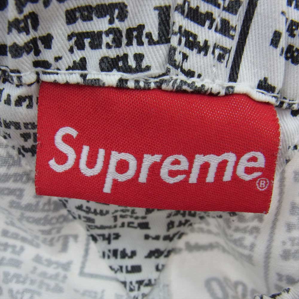Supreme シュプリーム 18AW Newsprint Skate Pant ニュース ペーパー プリント 総柄 イージー スケート パンツ ブラック系 ホワイト系 M【中古】