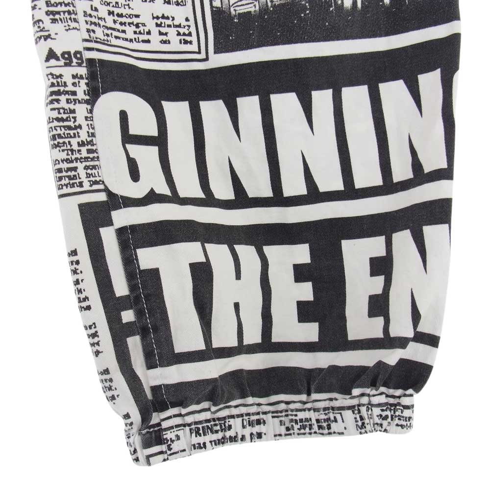 Supreme シュプリーム 18AW Newsprint Skate Pant ニュース ペーパー プリント 総柄 イージー スケート パンツ ブラック系 ホワイト系 M【中古】
