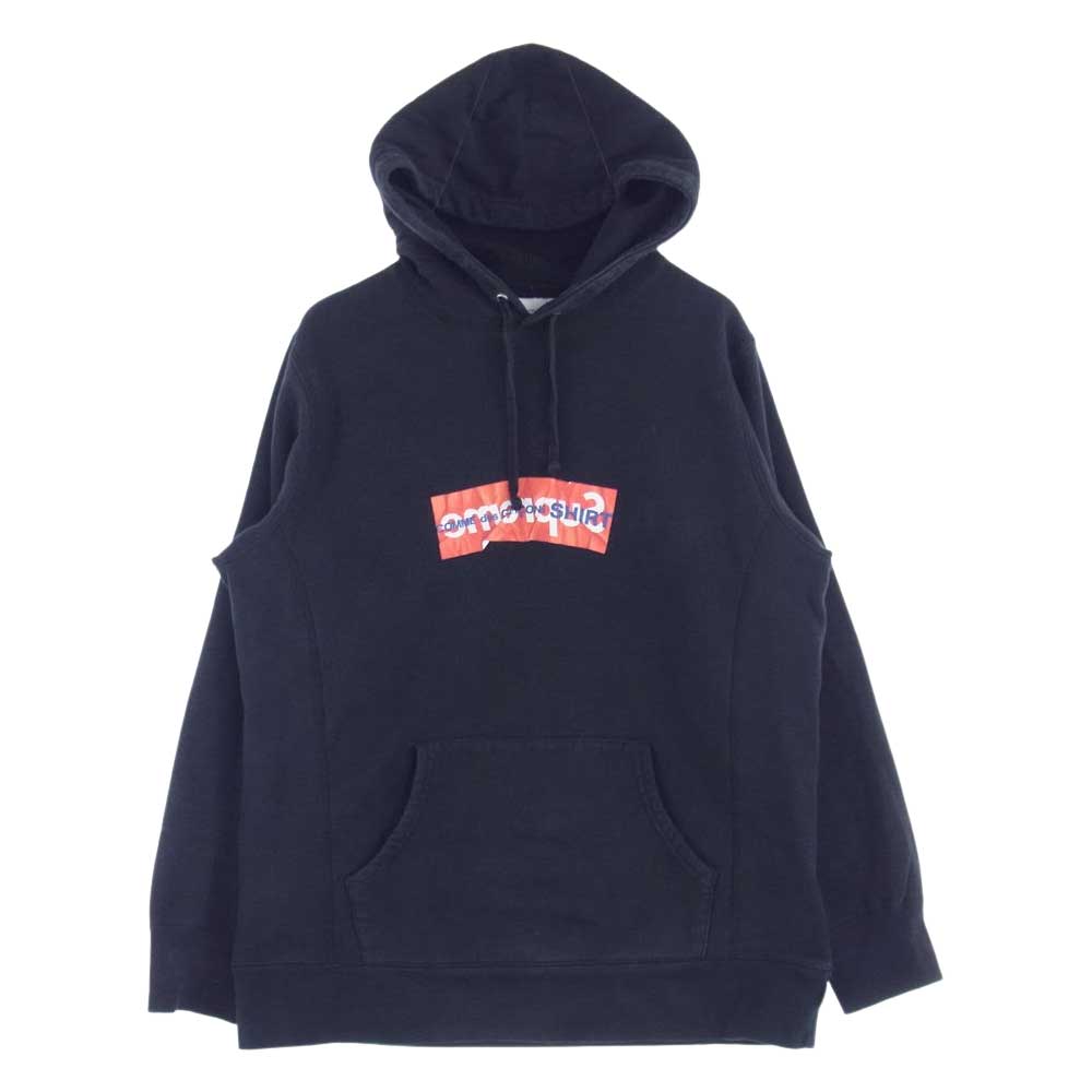 Supreme シュプリーム 17SS Comme des Garcons SHIRT Box Logo Hooded Sweatshirt コムデギャルソン シャツ ボックスロゴ フーデッド スウェット プルオーバー パーカー ブラック系 L【中古】