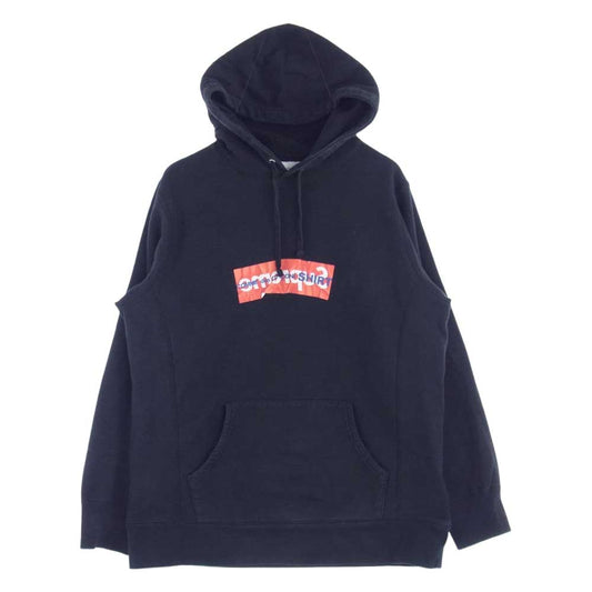 Supreme シュプリーム 17SS Comme des Garcons SHIRT Box Logo Hooded Sweatshirt コムデギャルソン シャツ ボックスロゴ フーデッド スウェット プルオーバー パーカー ブラック系 L【中古】
