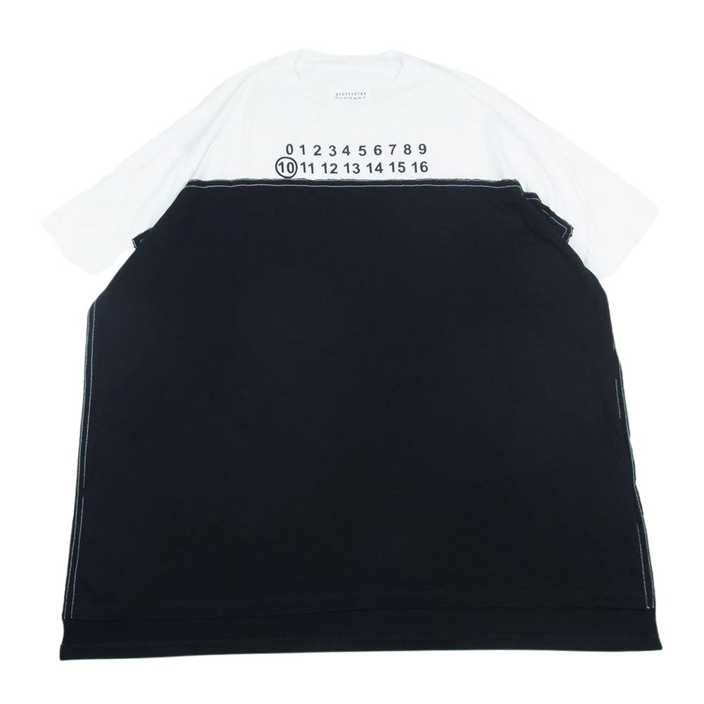 MAISON MARGIELA メゾンマルジェラ 20SS S50GC0601 S22816 オーバーサイズ Spliced ロゴ Tシャツ ブラック系 ホワイト系 48【中古】