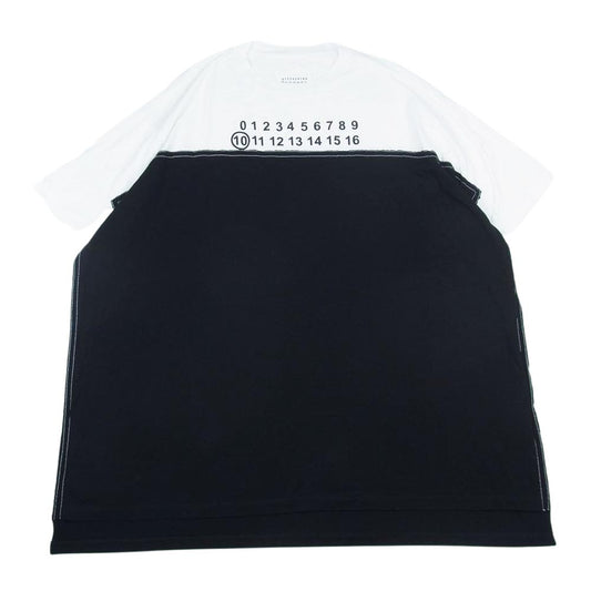 MAISON MARGIELA メゾンマルジェラ 20SS S50GC0601 S22816 オーバーサイズ Spliced ロゴ Tシャツ ブラック系 ホワイト系 48【中古】