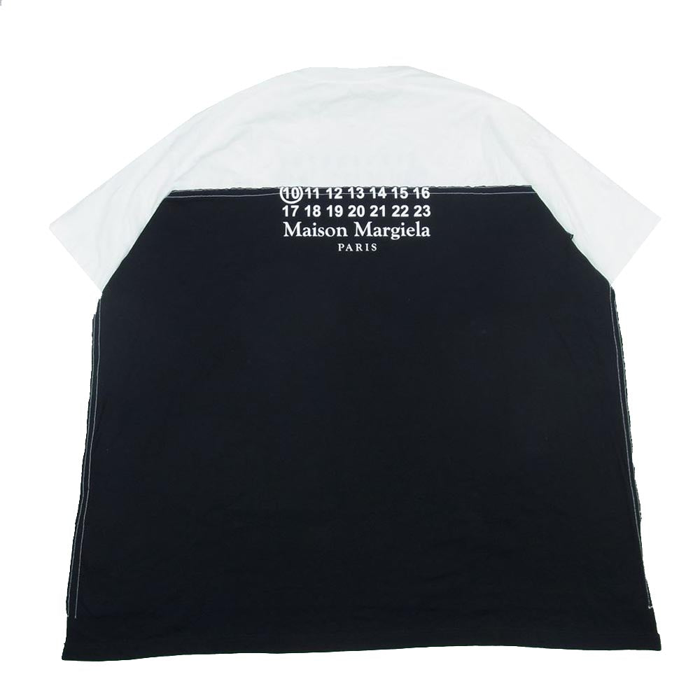 MAISON MARGIELA メゾンマルジェラ 20SS S50GC0601 S22816 オーバーサイズ Spliced ロゴ Tシャツ ブラック系 ホワイト系 48【中古】
