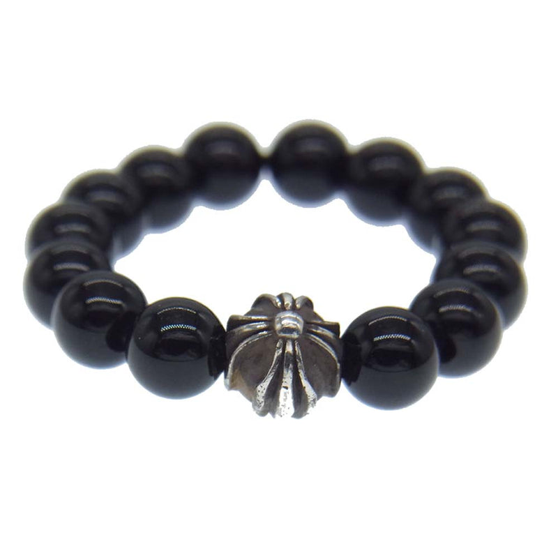 CHROME HEARTS クロムハーツ（原本無） BEAD 4mm SML-BL ビーズ リング  ブラック系 シルバー系【中古】