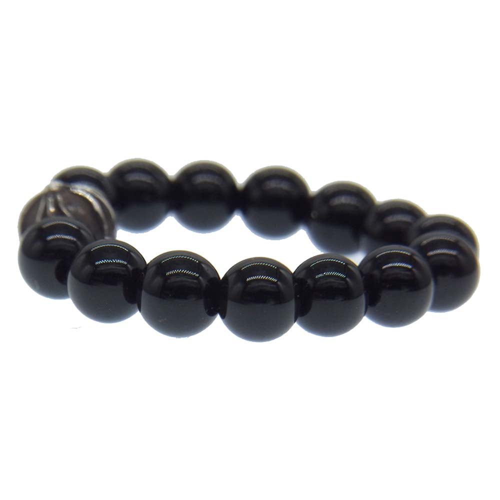 CHROME HEARTS クロムハーツ（原本無） BEAD 4mm SML-BL ビーズ リング  ブラック系 シルバー系【中古】