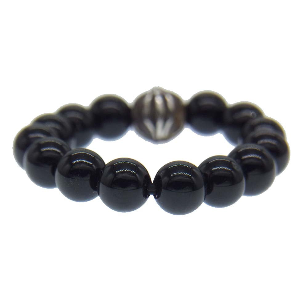 CHROME HEARTS クロムハーツ（原本無） BEAD 4mm SML-BL ビーズ リング  ブラック系 シルバー系【中古】