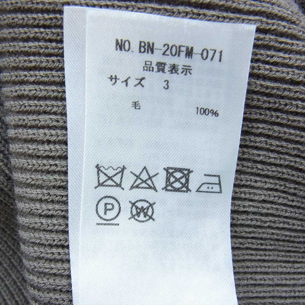バトナー BN-20FW-071 for SHIPS シップス HARD TWIST CREW NECK CARDIGAN ハード ツイスト クルーネック カーディガン グリーン系 3【中古】