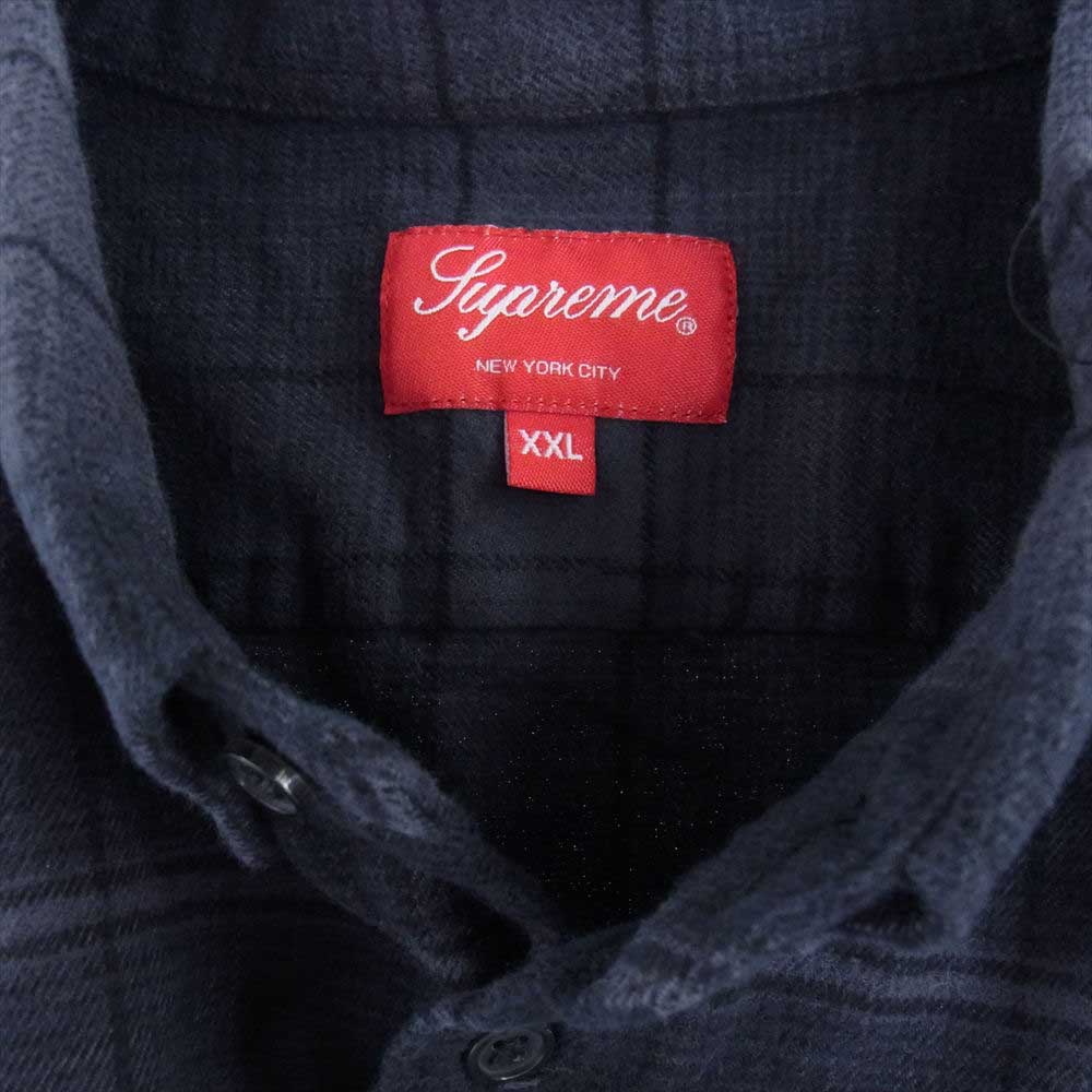 Supreme シュプリーム 23SS Shadow Plaid Flannel Shirt シャドウプレイド フランネル ボタンダウン チェック シャツ ダークグレー系 XXL【中古】