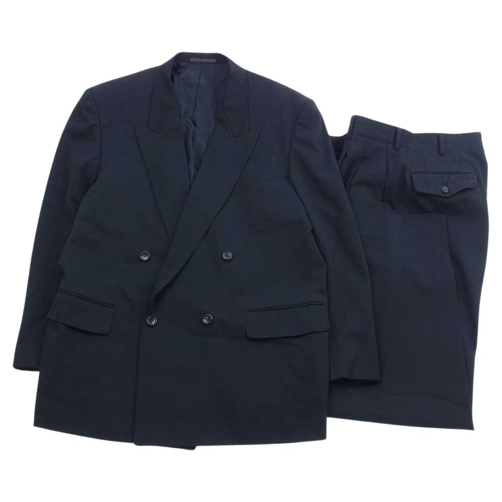 COMME des GARCONS HOMME コムデギャルソンオム HS-08001M AD1994 ピークドラペル ダブル ウール テーラードジャケット 2タック ワイドスラックスパンツ  セットアップ ブラック系 M【中古】