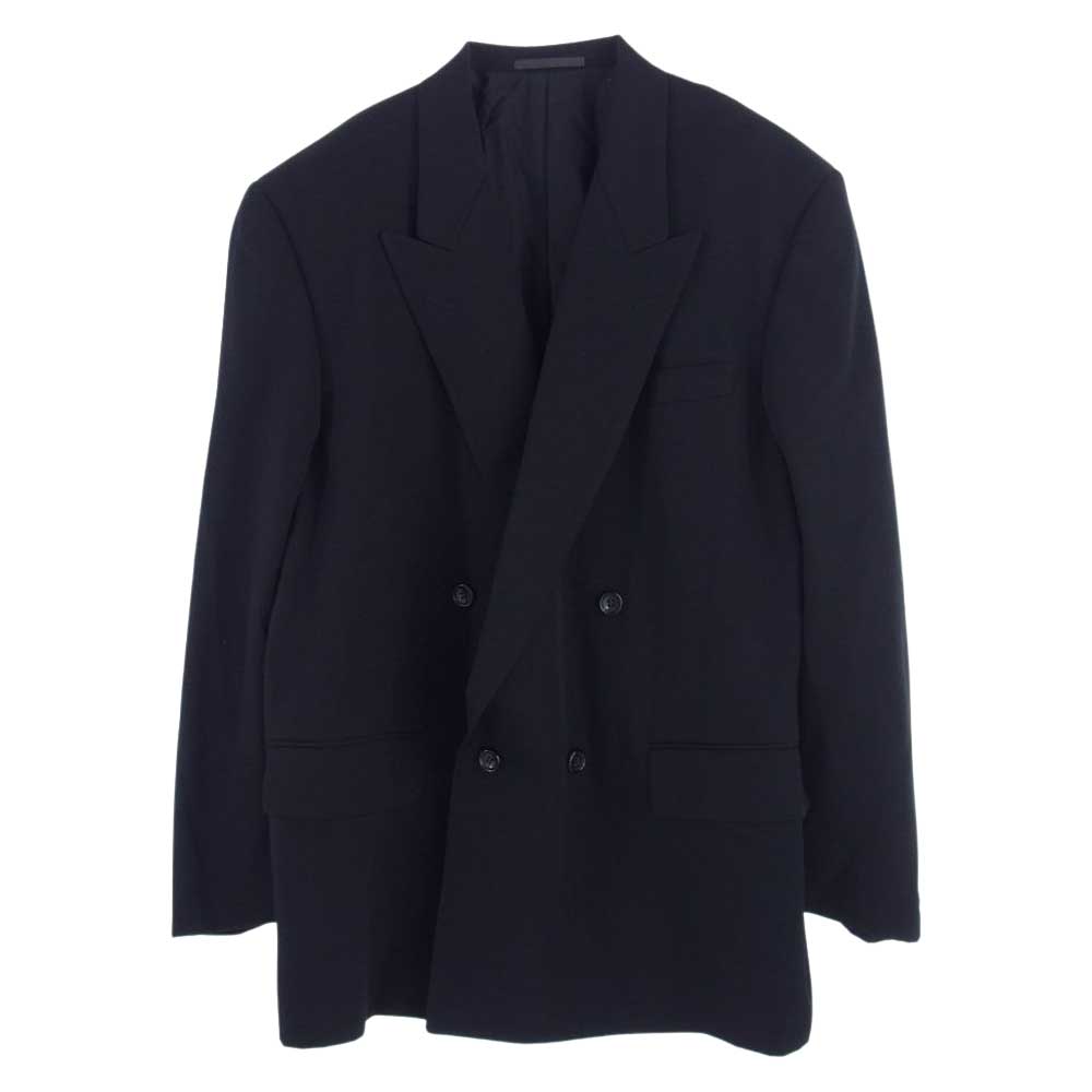 COMME des GARCONS HOMME コムデギャルソンオム HS-08001M AD1994 ピークドラペル ダブル ウール テーラードジャケット 2タック ワイドスラックスパンツ  セットアップ ブラック系 M【中古】