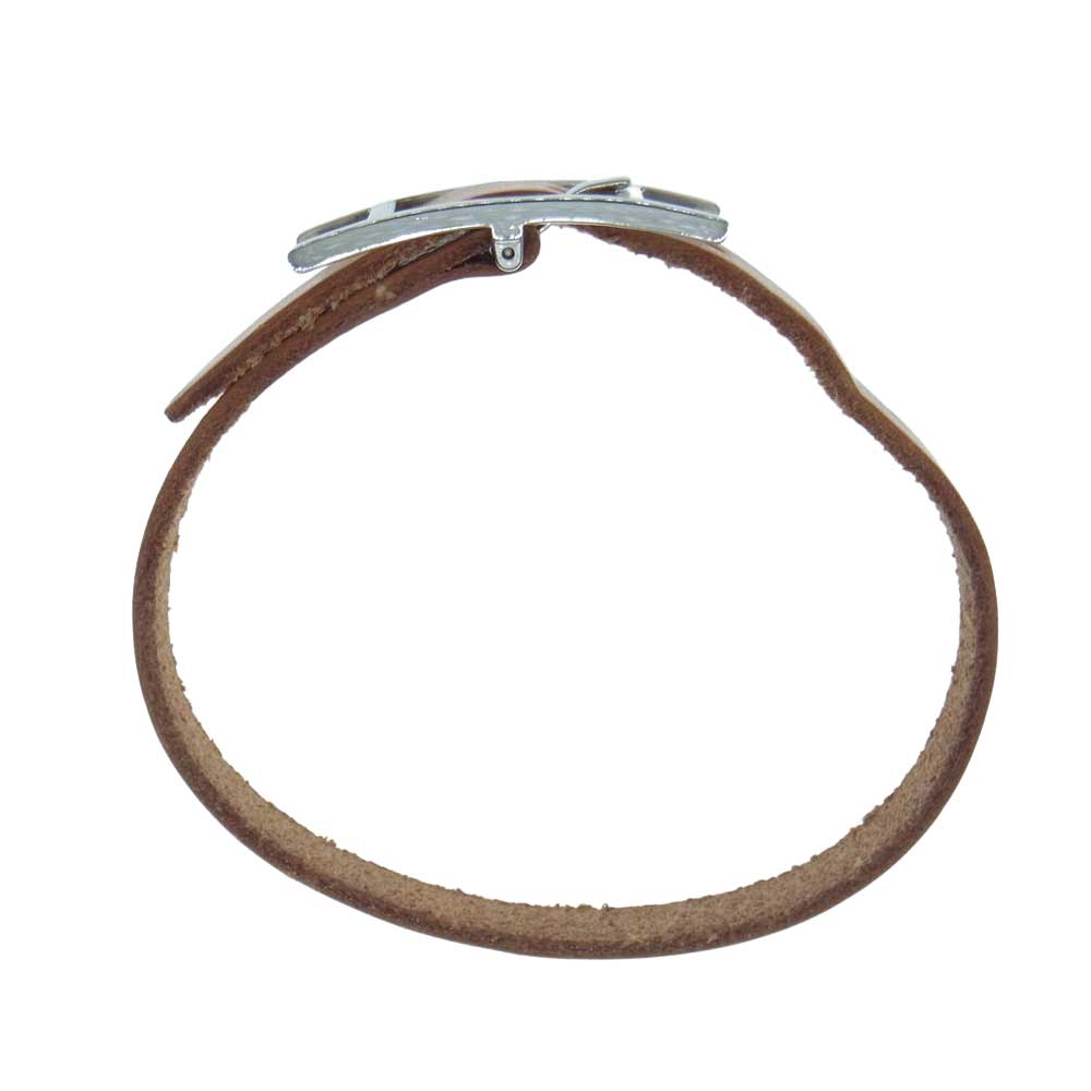 HERMES エルメス シルバー金具 □H刻印 アピ3 レザー ブレスレット ライトブラウン系【中古】
