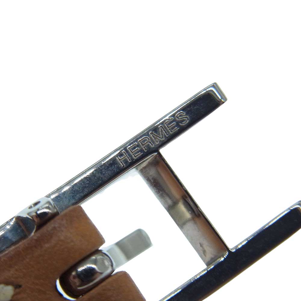 HERMES エルメス シルバー金具 □H刻印 アピ3 レザー ブレスレット ライトブラウン系【中古】
