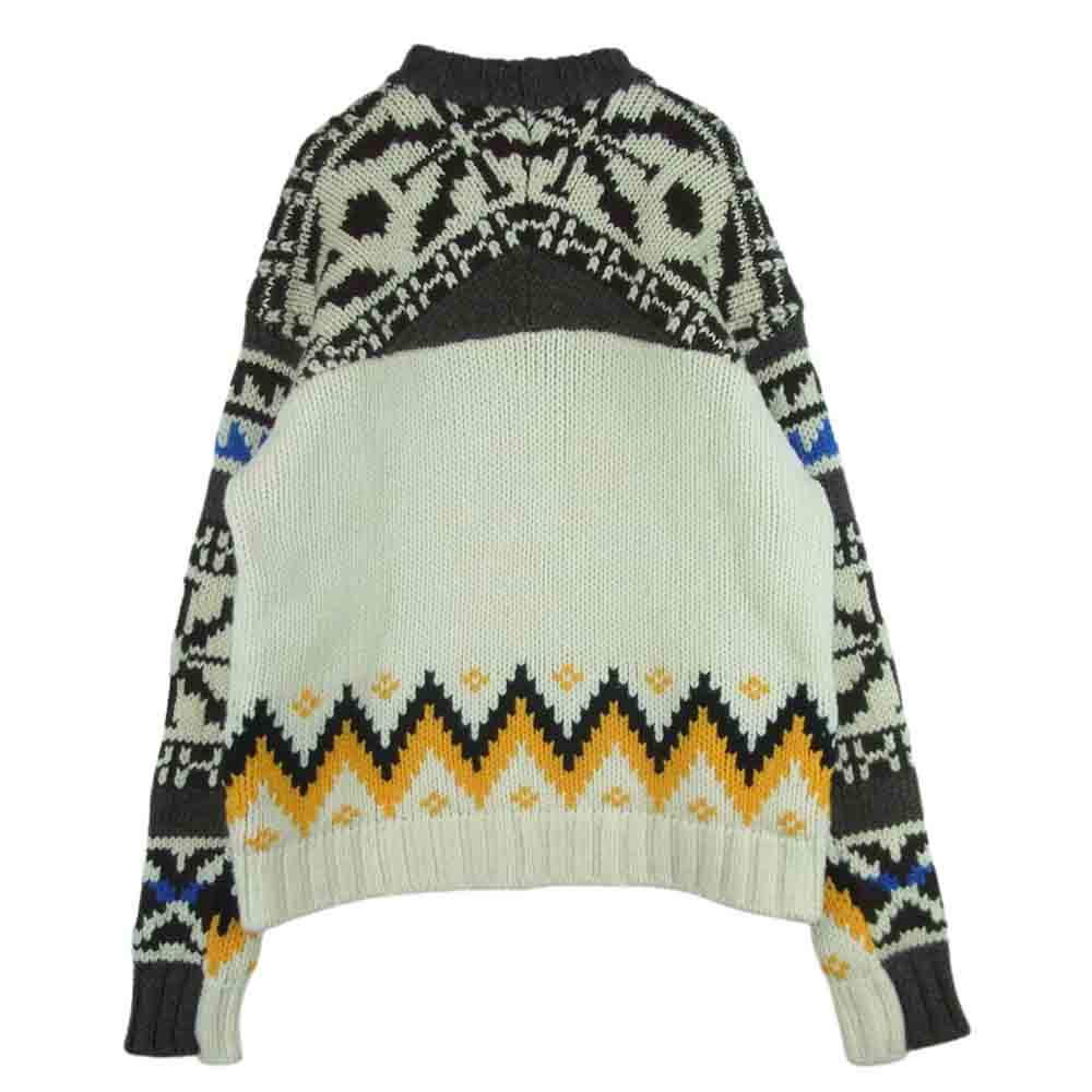 Sacai サカイ 22AW 22-02908M Nordic Knit Pullover ノルディック サイドスリット ニット プルオーバー オフホワイト系 グレイッシュダークブラウン系 2【美品】【中古】