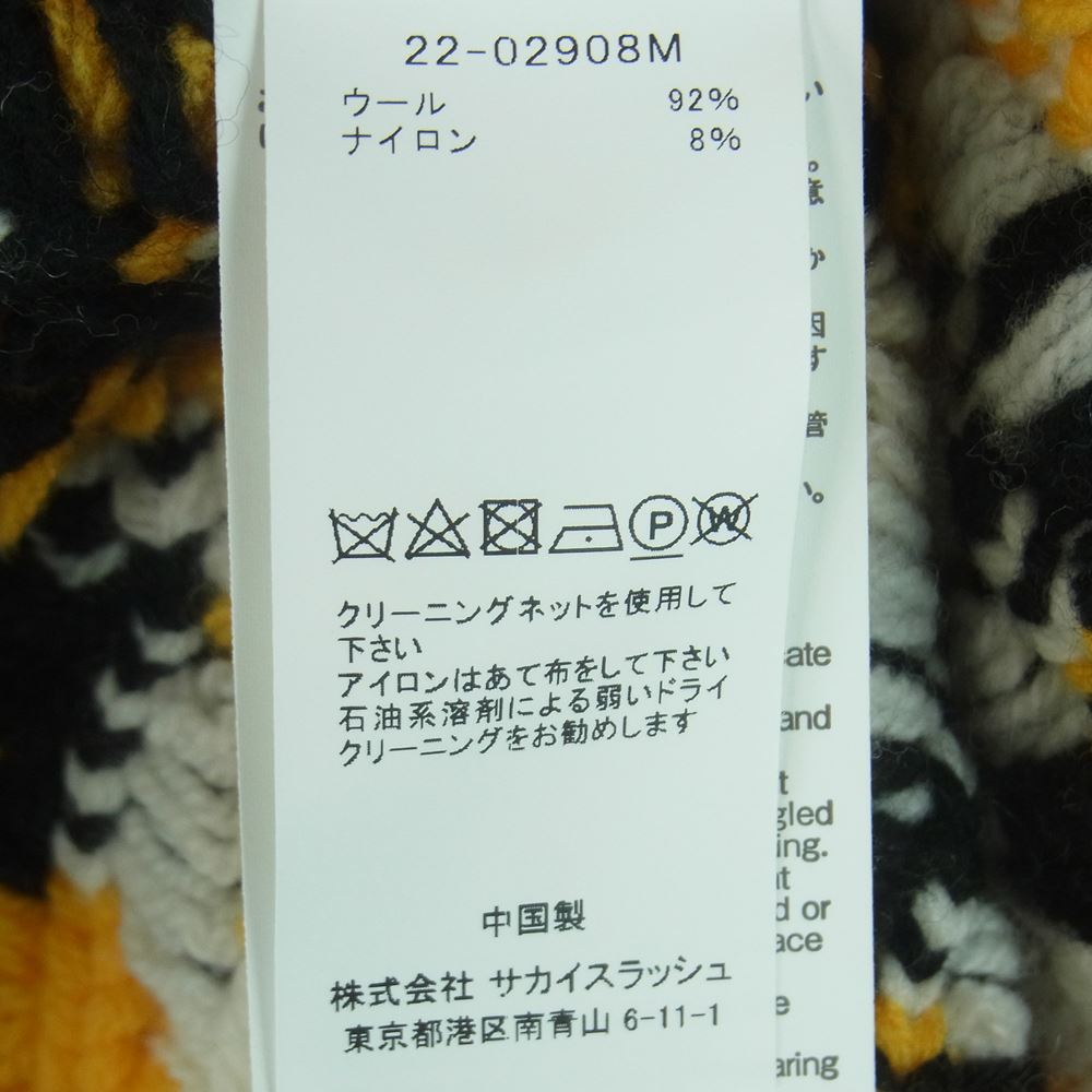 Sacai サカイ 22AW 22-02908M Nordic Knit Pullover ノルディック サイドスリット ニット プルオーバー オフホワイト系 グレイッシュダークブラウン系 2【美品】【中古】