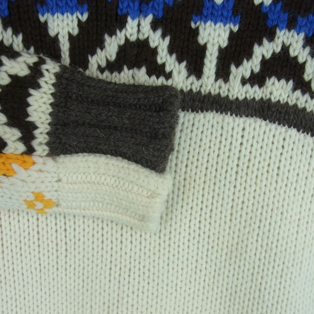 Sacai サカイ 22AW 22-02908M Nordic Knit Pullover ノルディック サイドスリット ニット プルオーバー オフホワイト系 グレイッシュダークブラウン系 2【美品】【中古】