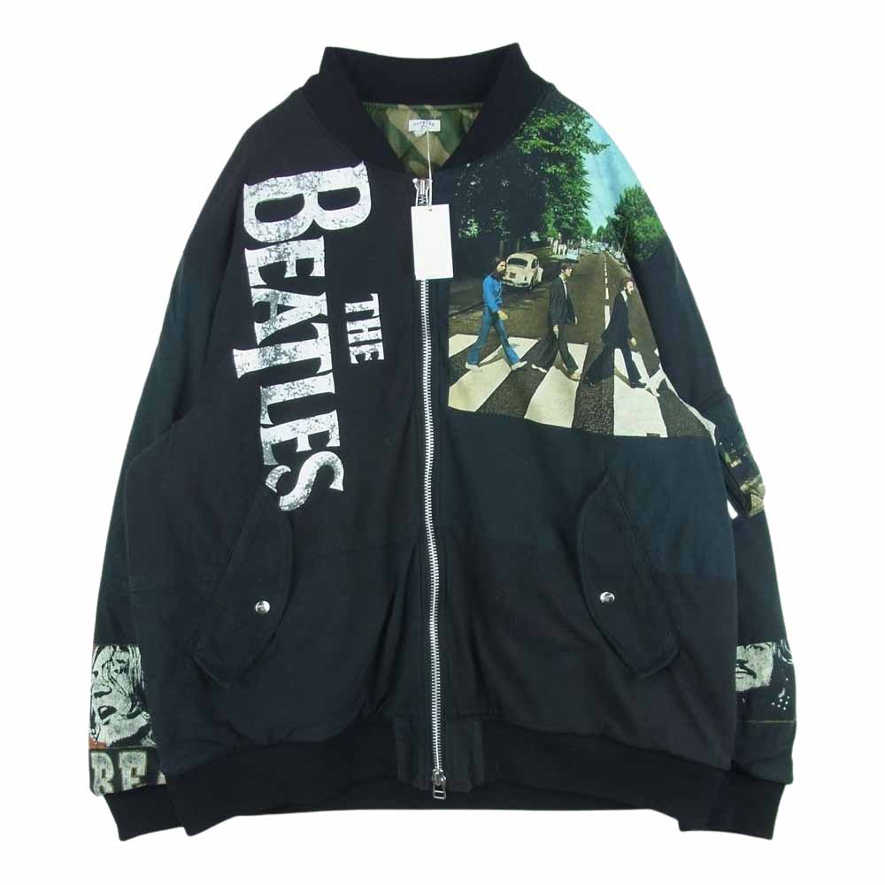 オールドパーク OP-440 FLIGHT JACKET TEE ザ ビートルズ オーバーサイズ リメイク ボンバー フライト ジャケット ブルゾン ブラック系 M【中古】