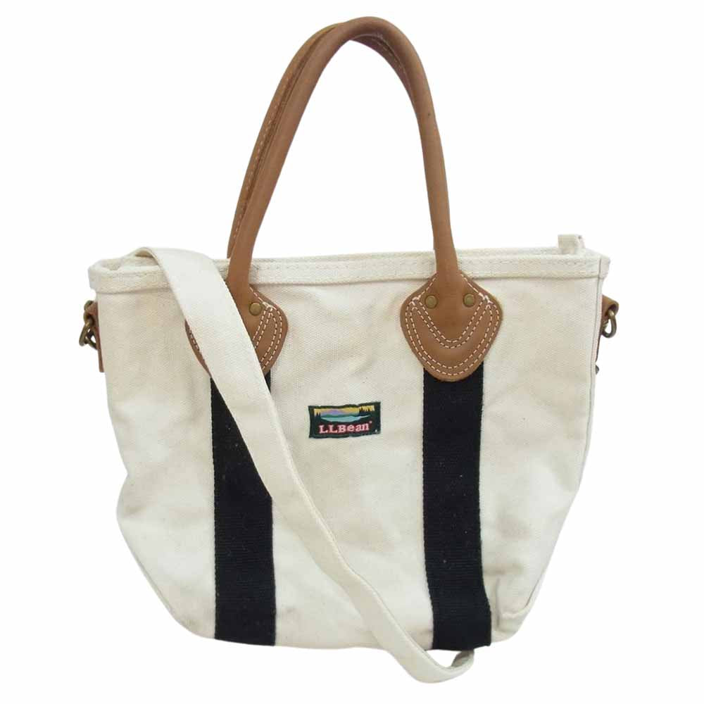 L.L.Bean エルエルビーン 2WAY レザーハンドル カタディン ショルダー トートバッグ オフホワイト系【中古】