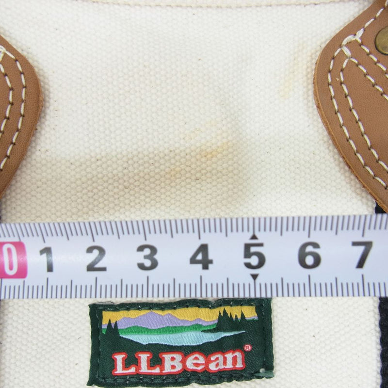 L.L.Bean エルエルビーン 2WAY レザーハンドル カタディン ショルダー トートバッグ オフホワイト系【中古】