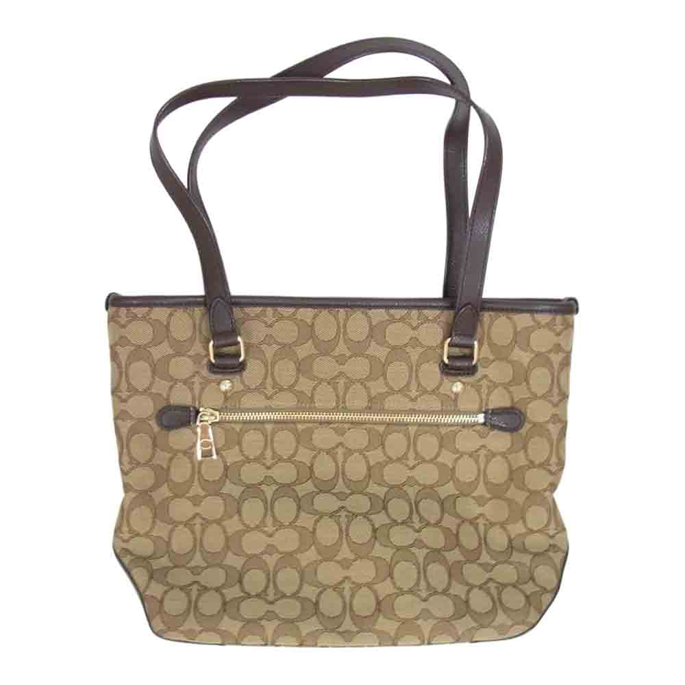 COACH コーチ F55364 アウトライン シグネチャー キャンバス×レザー ハンドバッグ ブラウン系【中古】