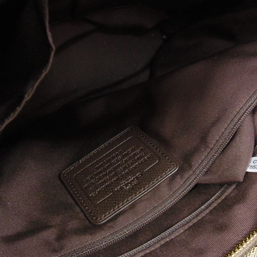 COACH コーチ F55364 アウトライン シグネチャー キャンバス×レザー ハンドバッグ ブラウン系【中古】