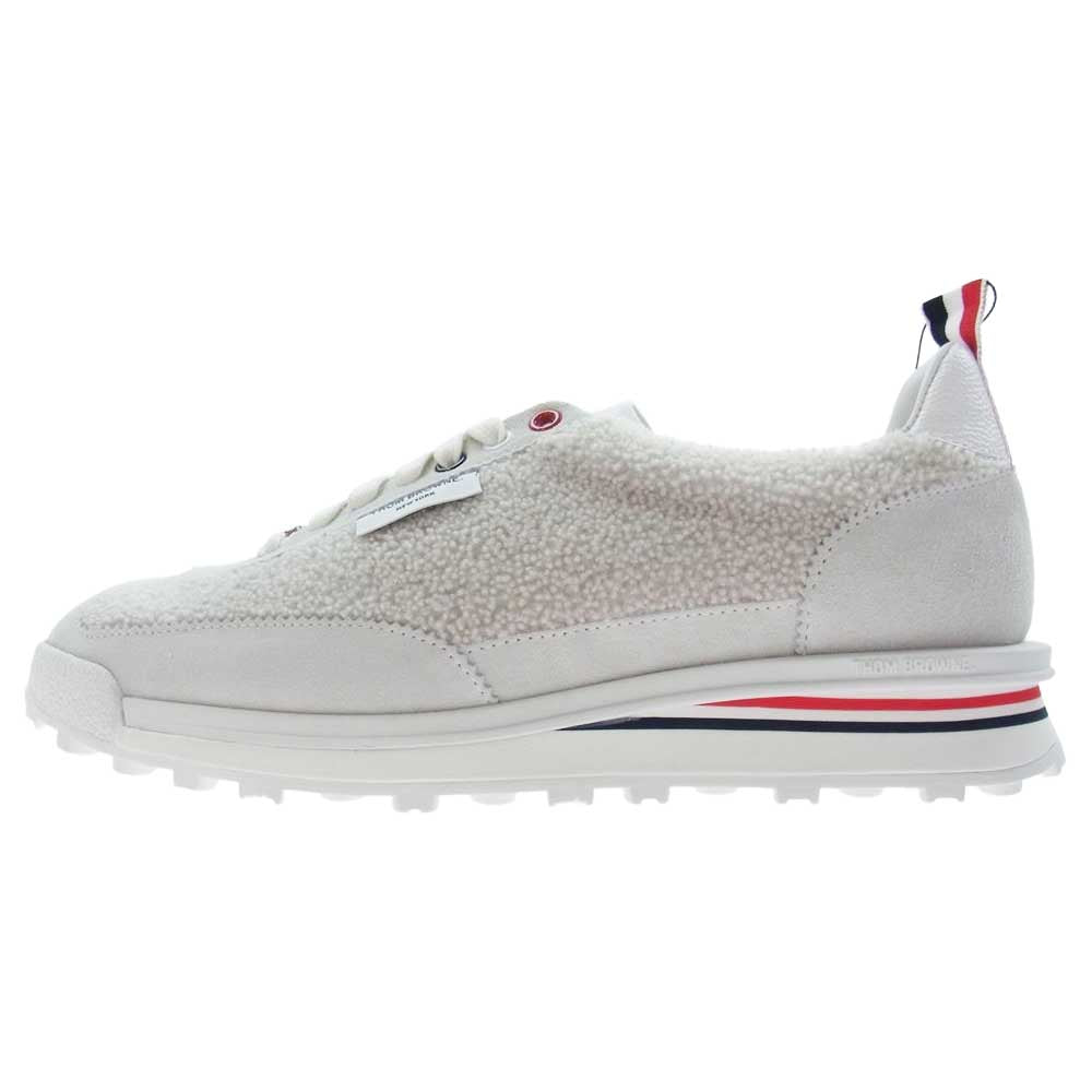 THOM BROWNE トムブラウン MFD239A-L0010 国内正規品 TECH RUNNER SNEAKERS ボア スエード 3ライン トリコロール スニーカー ホワイト オフホワイト系 8.5【極上美品】【中古】