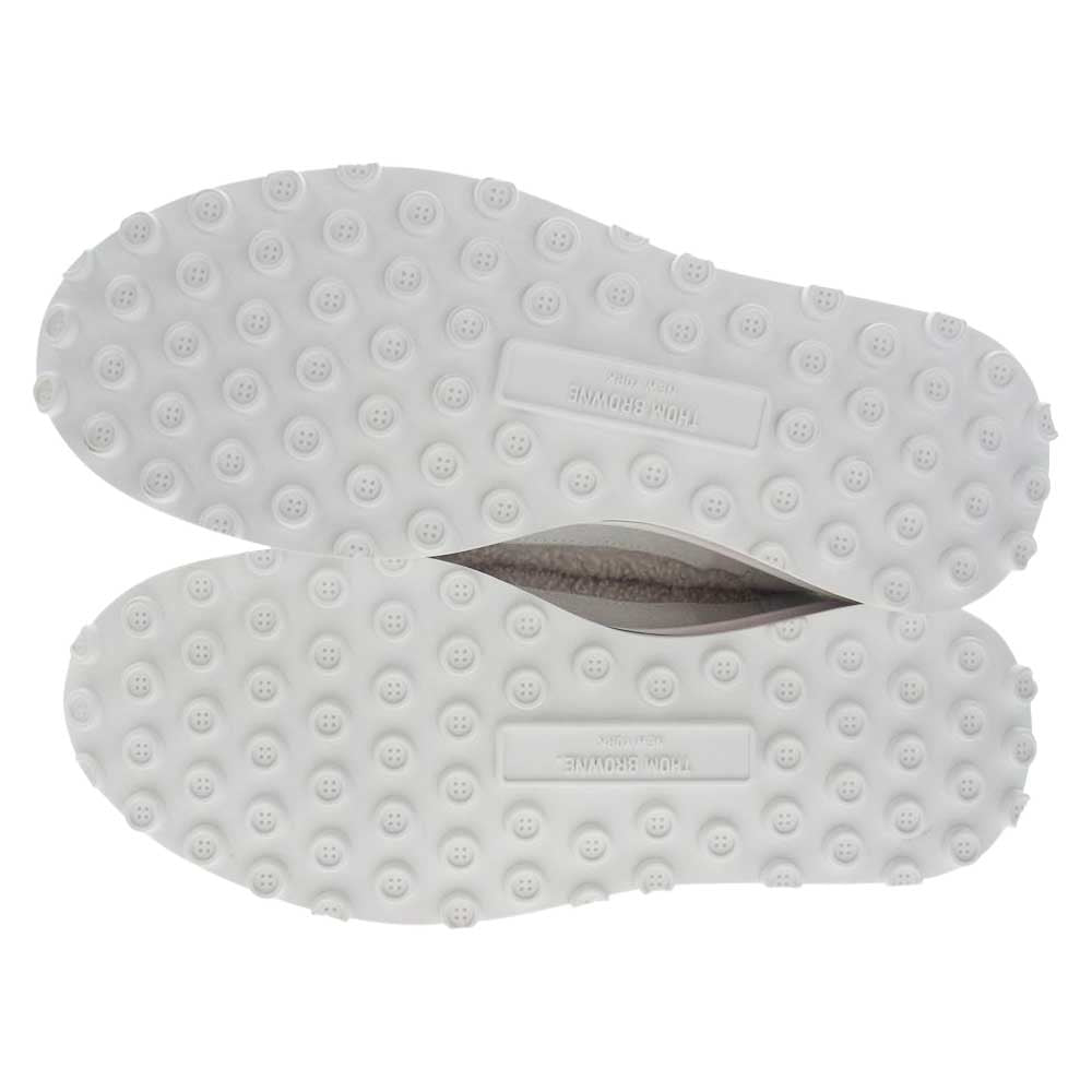 THOM BROWNE トムブラウン MFD239A-L0010 国内正規品 TECH RUNNER SNEAKERS ボア スエード 3ライン トリコロール スニーカー ホワイト オフホワイト系 8.5【極上美品】【中古】