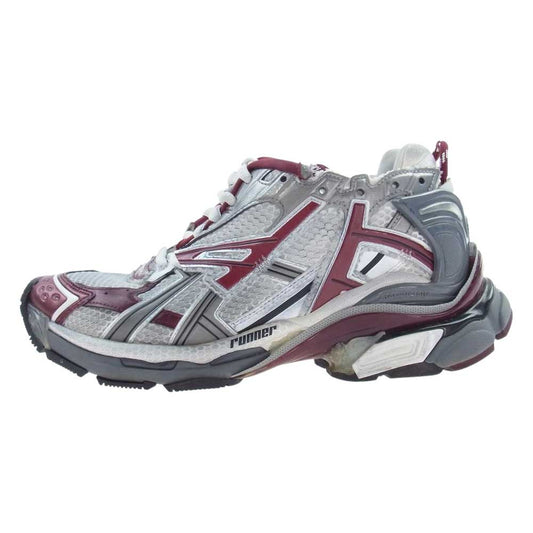 BALENCIAGA バレンシアガ 677403 RUNNER ランナー メッシュ ナイロン ボルドー スニーカー グレー グレー系 27.5【中古】