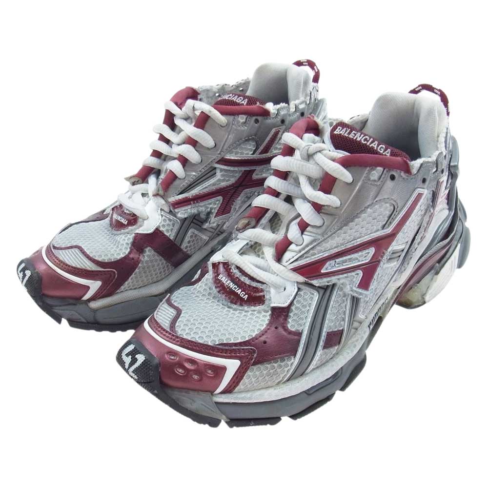 BALENCIAGA バレンシアガ 677403 RUNNER ランナー メッシュ ナイロン ボルドー スニーカー グレー グレー系 27.5【中古】