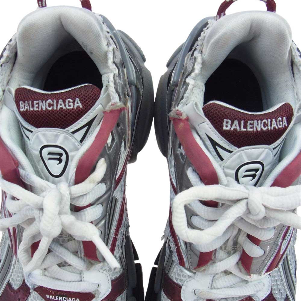 BALENCIAGA バレンシアガ 677403 RUNNER ランナー メッシュ ナイロン ボルドー スニーカー グレー グレー系 27.5【中古】