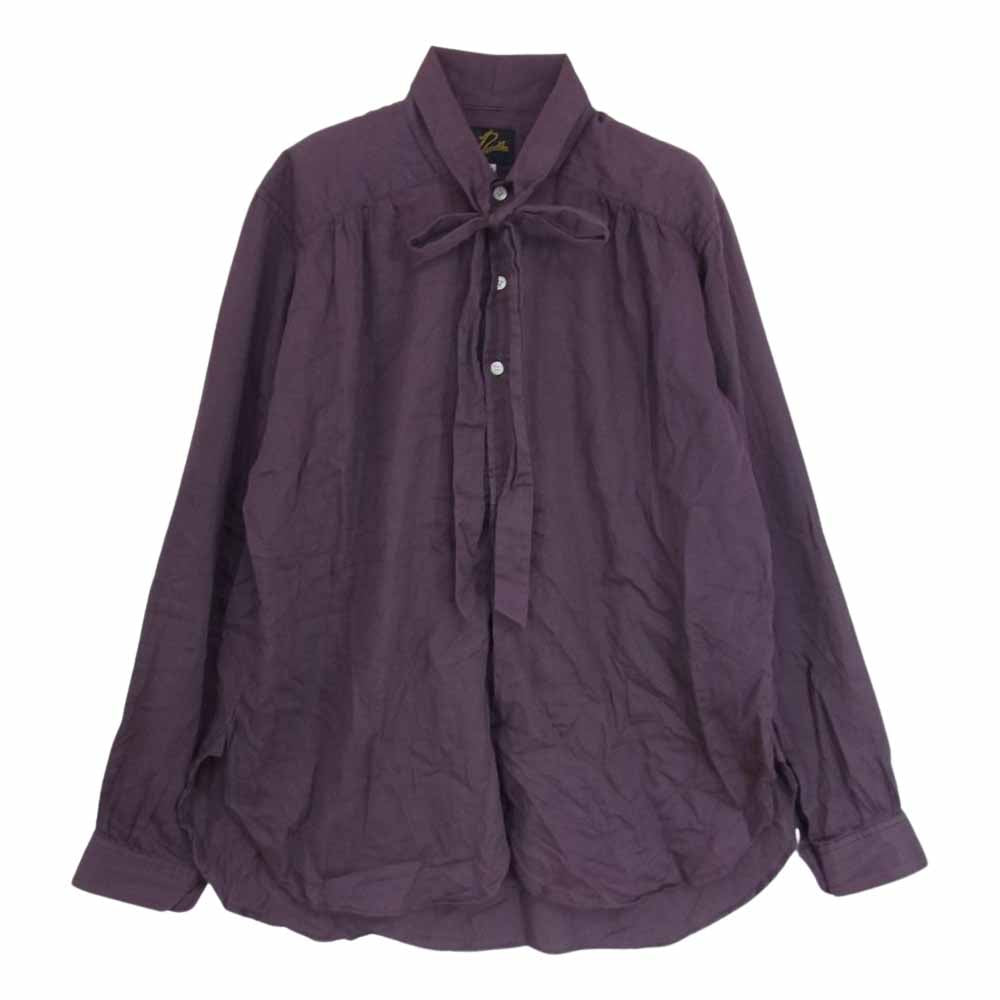 Needles ニードルス FK178 19AW Ascot Collar EDW Gather Shirt ギャザー ボウタイ 長袖 シャツ ブラウス パープル系 XS【中古】