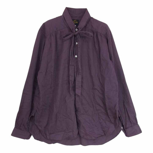 Needles ニードルス FK178 19AW Ascot Collar EDW Gather Shirt ギャザー ボウタイ 長袖 シャツ ブラウス パープル系 XS【中古】