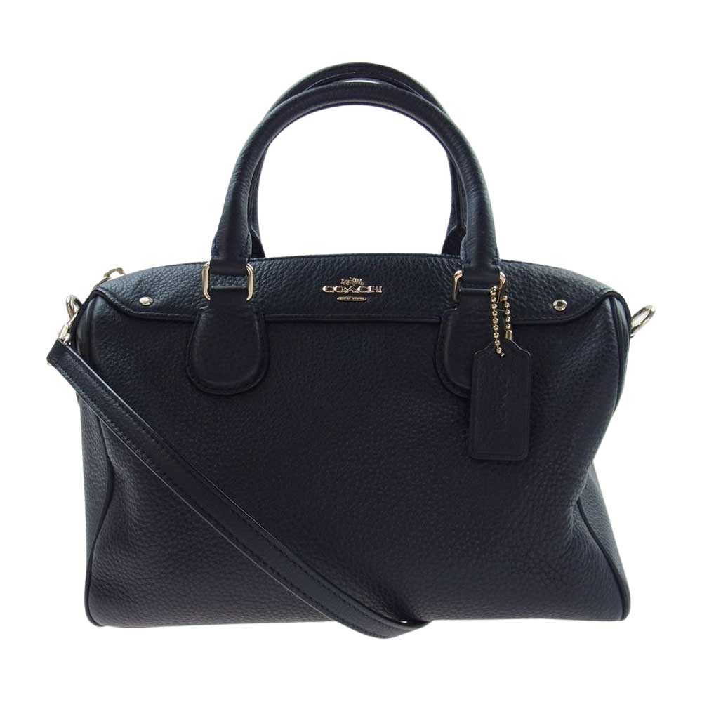 COACH コーチ F36677 ペブルドレザー ミニ ベネット サッチェル 2way ハンドバッグ ショルダーバッグ ネイビー系【中古】