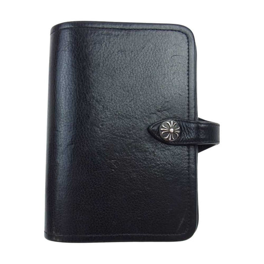 CHROME HEARTS クロムハーツ（原本無） AGENDA PLAIN アジェンダ クロスボールボタン 手帳 カバー ブラック系【中古】