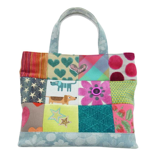 シンクビー ジャストハート パッチワーク 素材切替 トートバッグ ハンドバッグ マルチカラー系【中古】