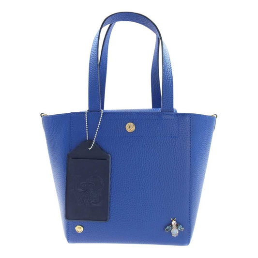 エーディーエムジェイ ロイヤルブルー クリスタル ビー レザー トートバッグ ブルー系【極上美品】【中古】