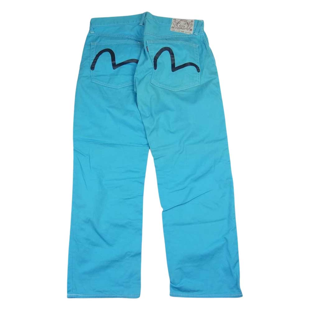 EVISU エヴィス Lot2005 カモメ ペイント デニム パンツ 水色系 ブルー系 34【中古】