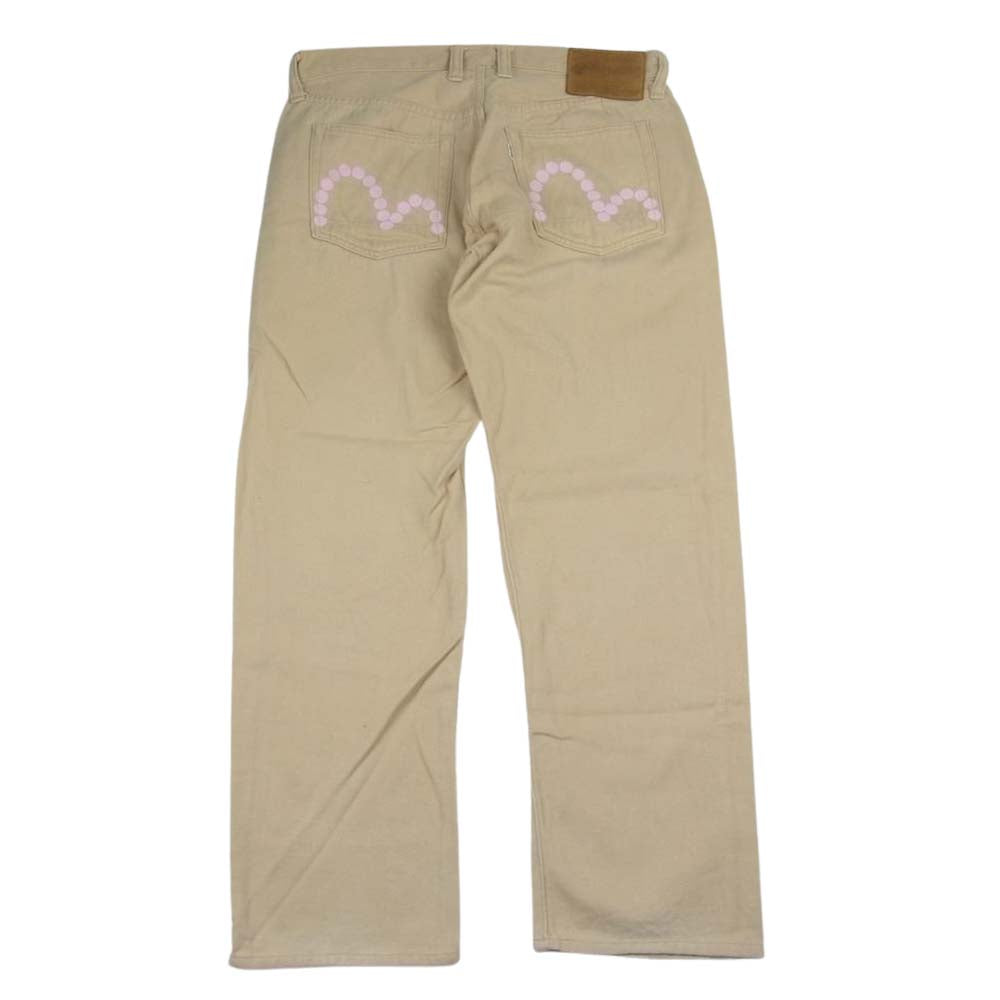 EVISU エヴィス Lot2005F FAIRWAY GENES ドット カモメ 刺繍 コットン パンツ ベージュ系 34【中古】