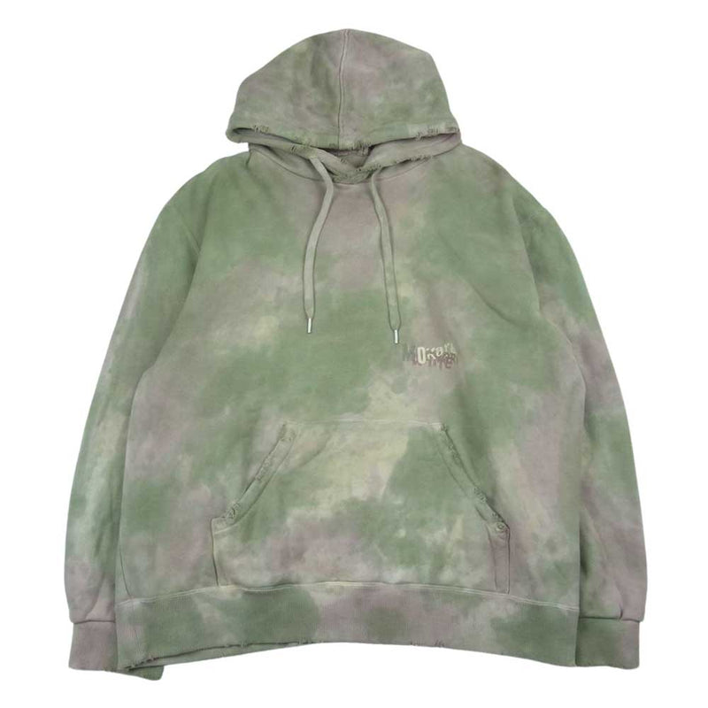 ダブレット WASTE VEGETABLE DYED HOODIE ダメージ加工 ベジタブル タイダイ プルオーバ― パーカー フーディー グリーン系 M【中古】