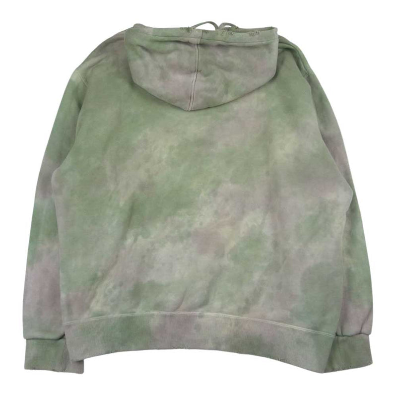 ダブレット WASTE VEGETABLE DYED HOODIE ダメージ加工 ベジタブル タイダイ プルオーバ― パーカー フーディー グリーン系 M【中古】