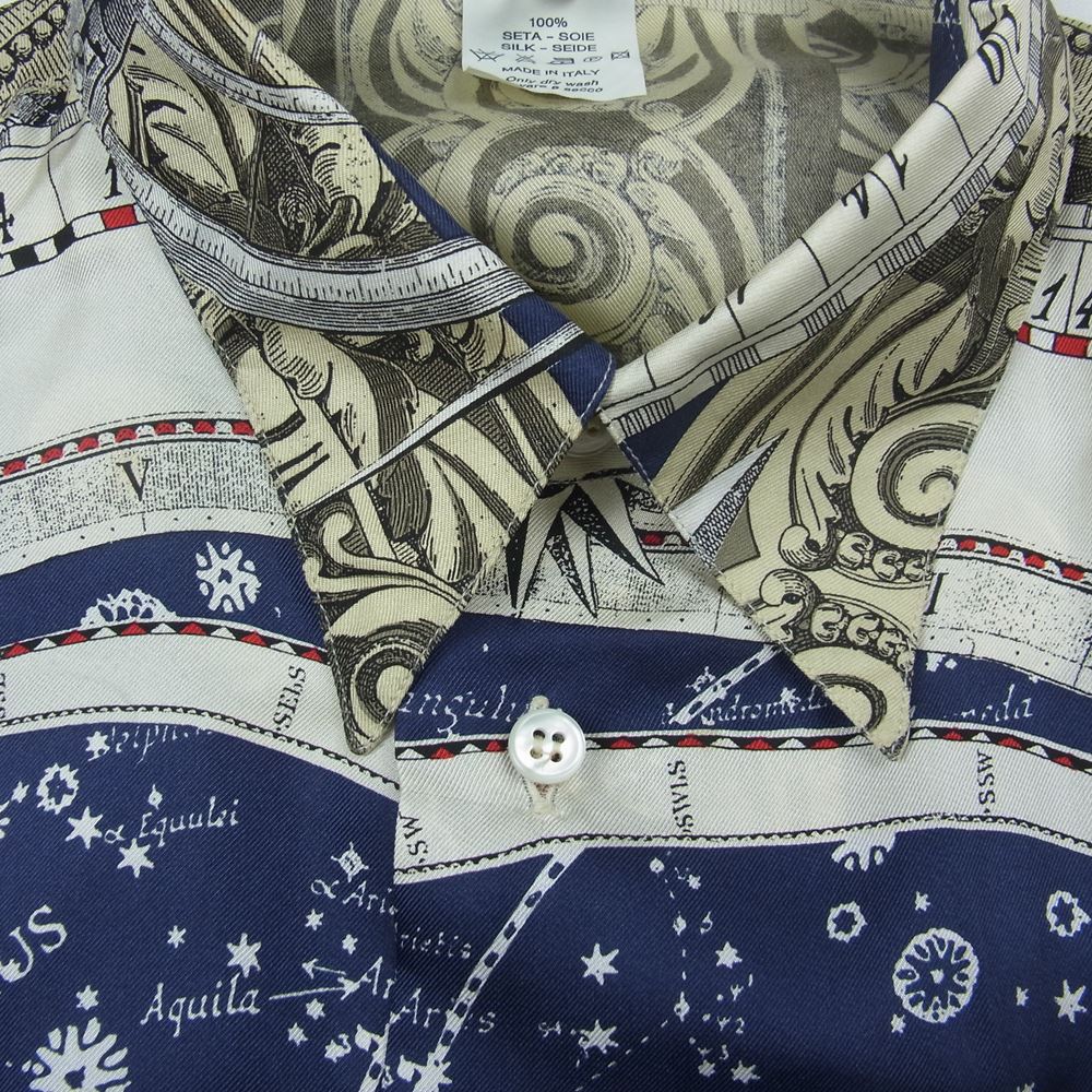 GIANFRANCO FERRE ジャンフランコ・フェレ イタリア製 シルク100％ 長袖 シャツ マルチカラー系 15.5【中古】