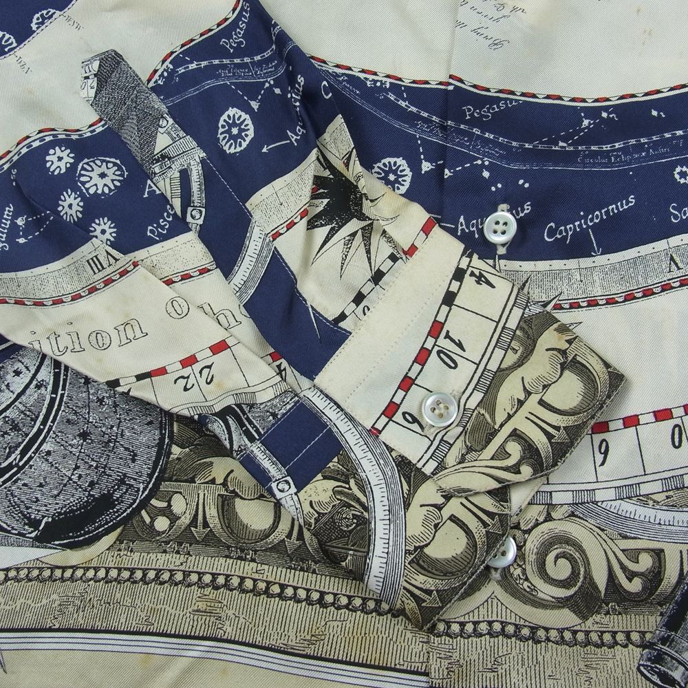 GIANFRANCO FERRE ジャンフランコ・フェレ イタリア製 シルク100％ 長袖 シャツ マルチカラー系 15.5【中古】