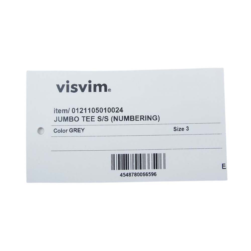 VISVIM ビズビム 0121105010024 21SS JUMBO TEE S/S NUMBERING 霜降り ジャンボ 半袖 Tシャツ グレー系 3【中古】
