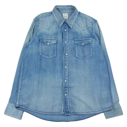 VISVIM ビズビム 0121205007001 21AW SOCIAL SCULPTURE SHIRT DAMAGED ソーシャル スカルプチャー USED加工 デニム シャツ インディゴブルー系 3【中古】