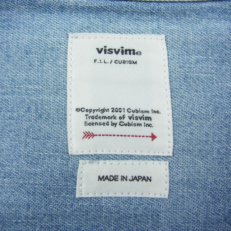 VISVIM ビズビム 0121205007001 21AW SOCIAL SCULPTURE SHIRT DAMAGED ソーシャル スカルプチャー USED加工 デニム シャツ インディゴブルー系 3【中古】