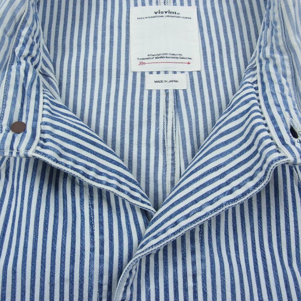 VISVIM ビズビム 0122105006006 22SS COVERALL HICKORY ヒッコリー カバーオール ジャケット インディゴブルー系 3【中古】