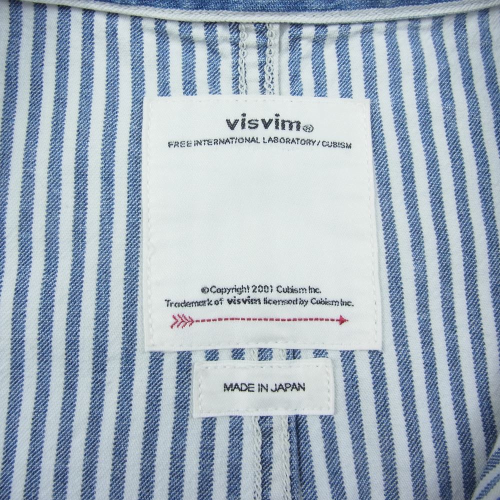 VISVIM ビズビム 0122105006006 22SS COVERALL HICKORY ヒッコリー カバーオール ジャケット インディゴブルー系 3【中古】