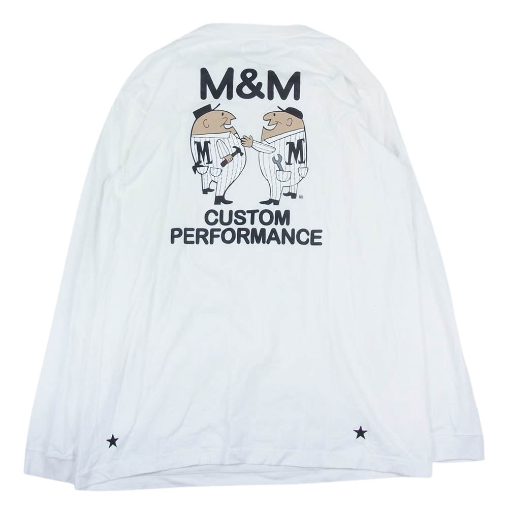 エムアンドエム PRINT L/S T-SHIRT キャラクター バック プリント 長袖 Tシャツ ホワイト系 XL【中古】